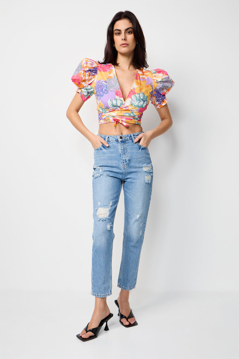Na-Kd - Crop Top - Yellow And Purple