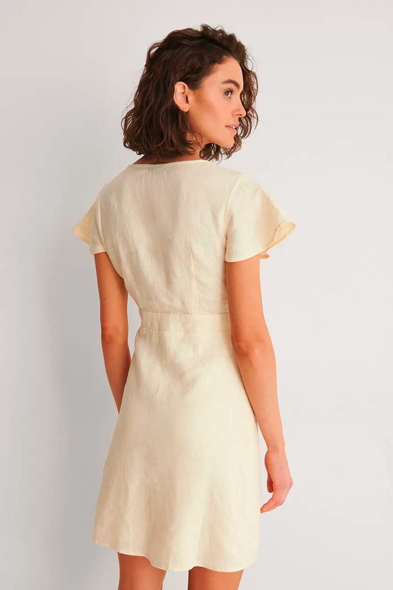 Vestido Recto De Lino - Crudo