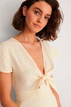 Vestido Recto De Lino - Crudo