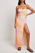 Long Beige And Pink Dress