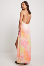 Long Beige And Pink Dress