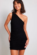 Vestido asimétrico de encaje negro