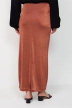 Long Satin Skirt - Brown