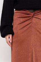 Long Satin Skirt - Brown