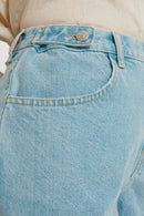 Shorts De Mezclilla De Talle Alto - Cielo