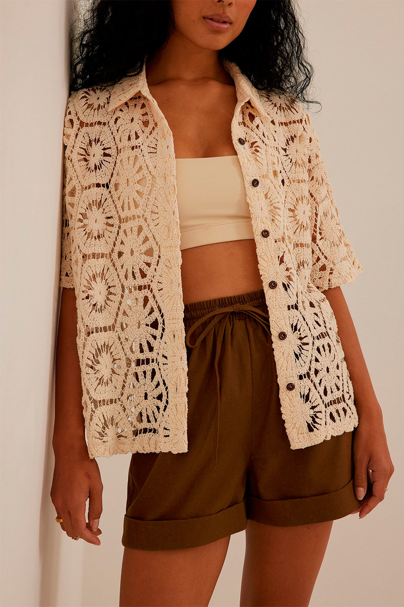 Pantalones cortos de lino marrones