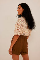 Pantalones cortos de lino marrones