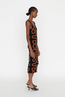 Vestido midi Ridley - Negro y marrón
