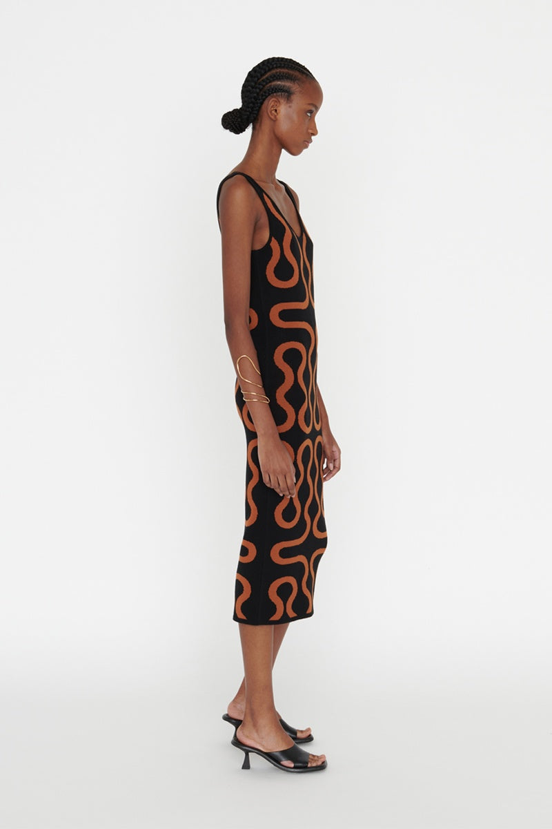 Vestido midi Ridley - Negro y marrón