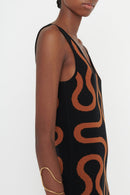 Vestido midi Ridley - Negro y marrón