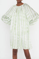 Vestido Corto Rosine - Blanco Y Verde Pálido