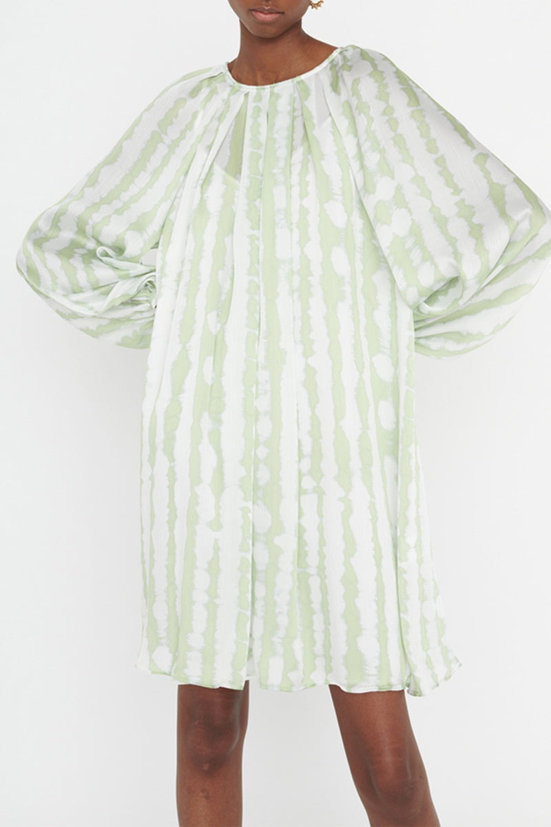 Vestido Corto Rosine - Blanco Y Verde Pálido
