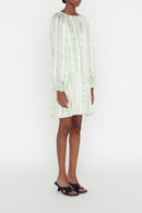Vestido Corto Rosine - Blanco Y Verde Pálido