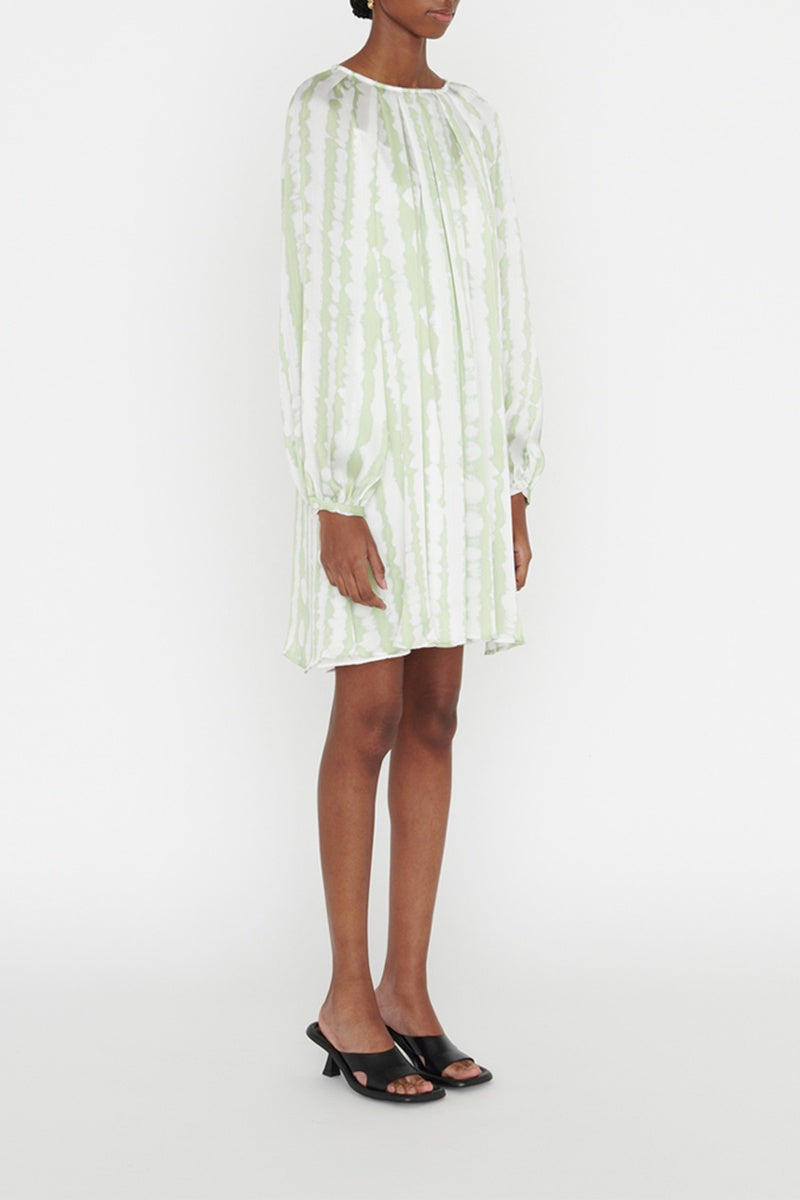 Vestido Corto Rosine - Blanco Y Verde Pálido