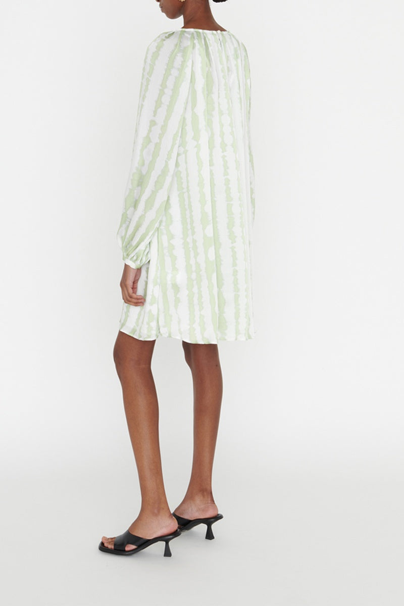 Vestido Corto Rosine - Blanco Y Verde Pálido
