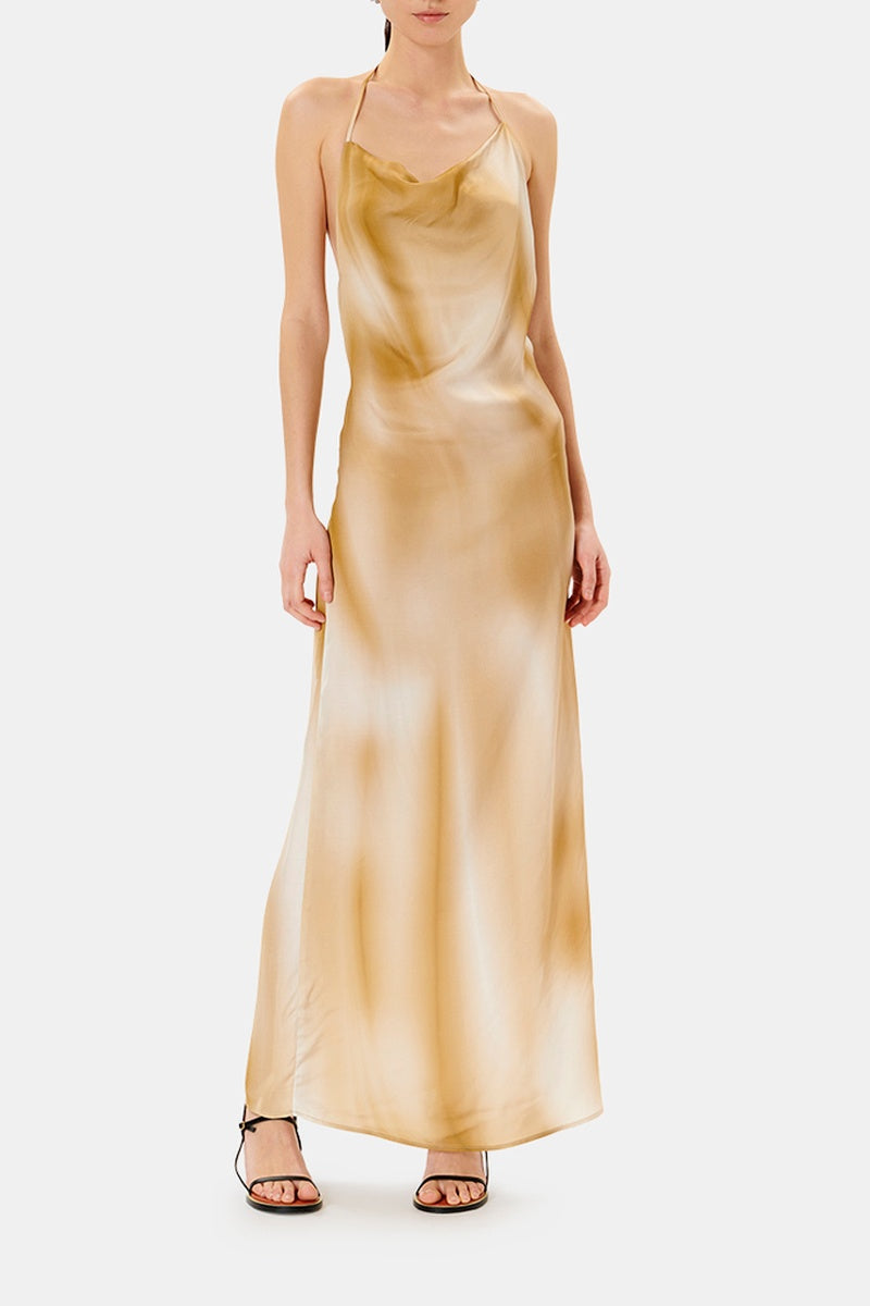 Zapa - Vestido Largo Roderick - Beige Y Marrón