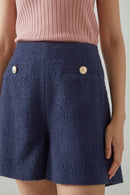 LK Bennett - Morgan High Waisted Tweed Shorts - Navy Blue