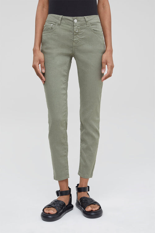 Pantalon Slim En Lin - Vert - Femme