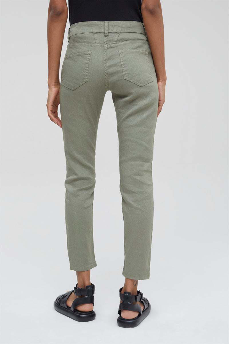 Closed - Slim Linen Trousers - Green - Women