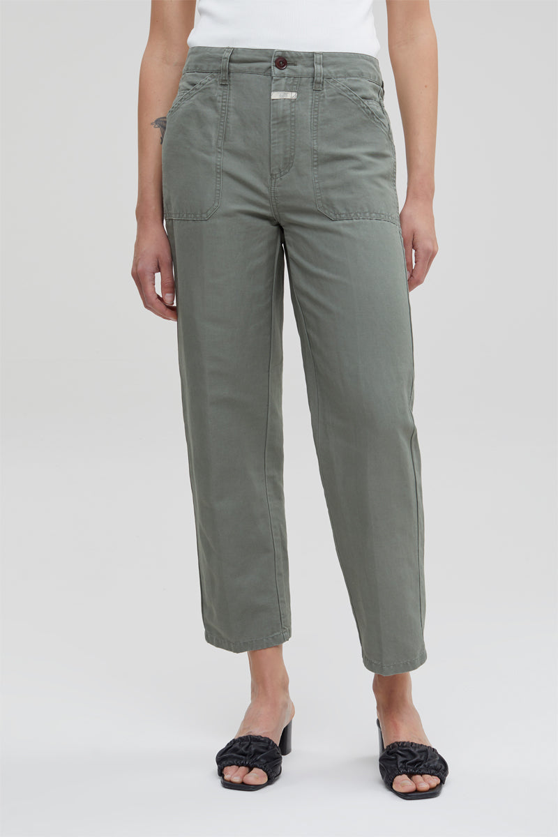 Closed - Pantalon Relaxed En Lin - Vert - Femme