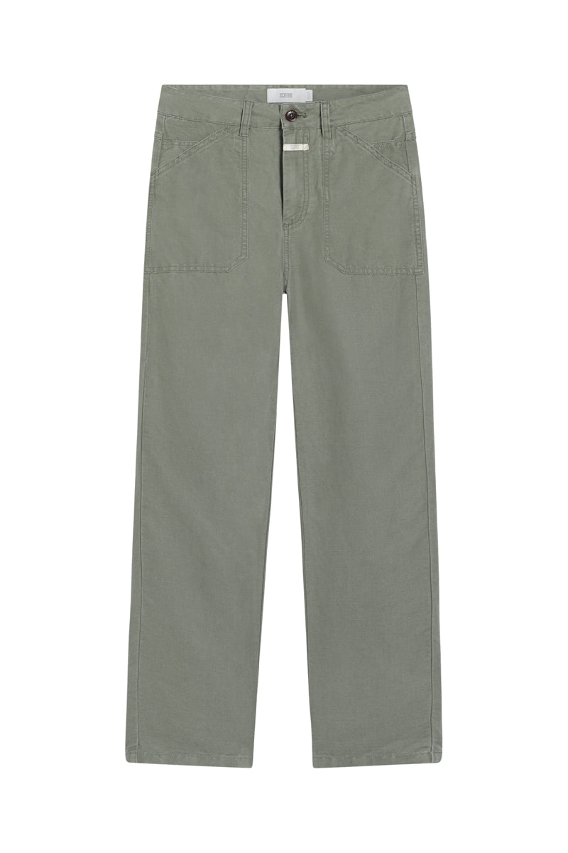 Closed - Pantalon Relaxed En Lin - Vert - Femme