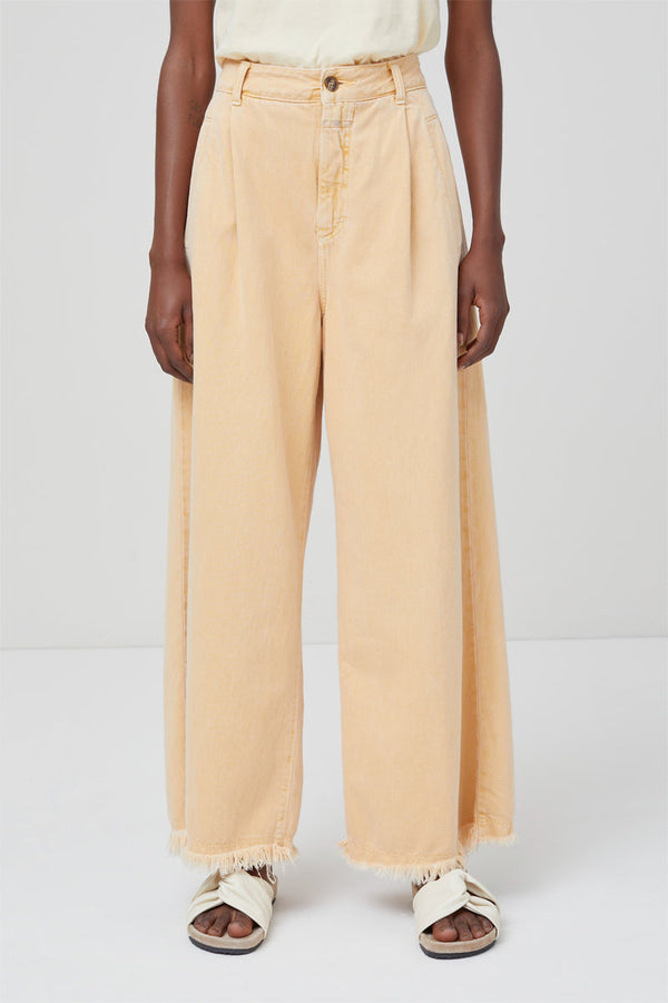 Jean Wide Legs En Coton Biologique - Beige - Femme