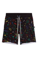 Tkid Cutoff Print Shorts - Black