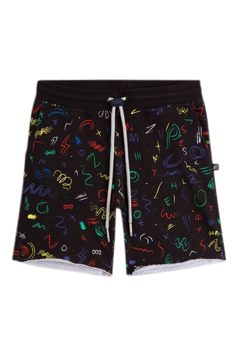 Tkid Cutoff Print Shorts - Black