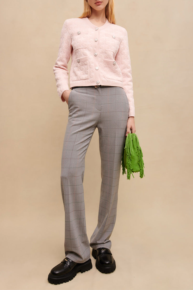 Pantalon En Laine Taille Haute - Gris
