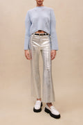 Pantalon En Cuir De Mouton - Argenté