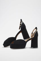 Sandalias De Tacón En Cuero De Cabra - Negro