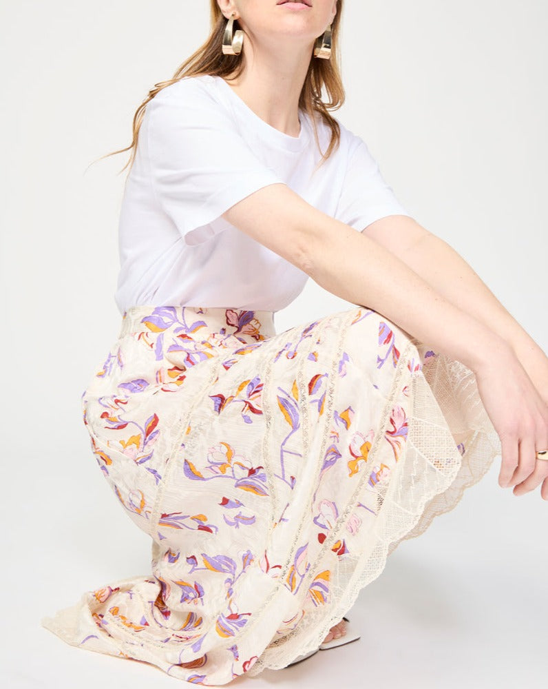 Jupe Asymétrique En Soie Taille Haute - Ecru - Femme