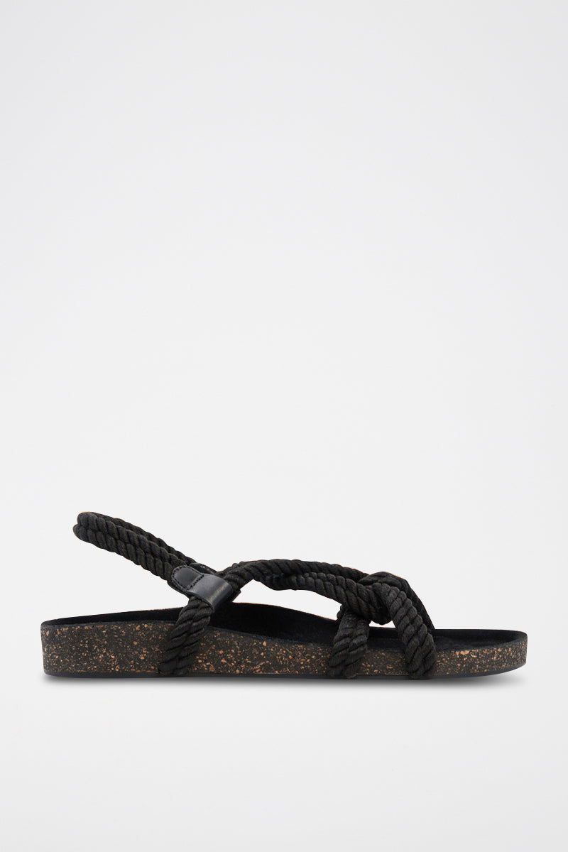 Sandalias de plataforma de piel - Negras