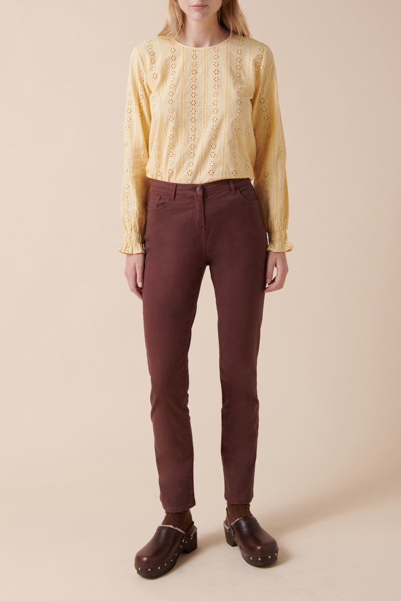 Organic Cotton Trousers - Wine Red