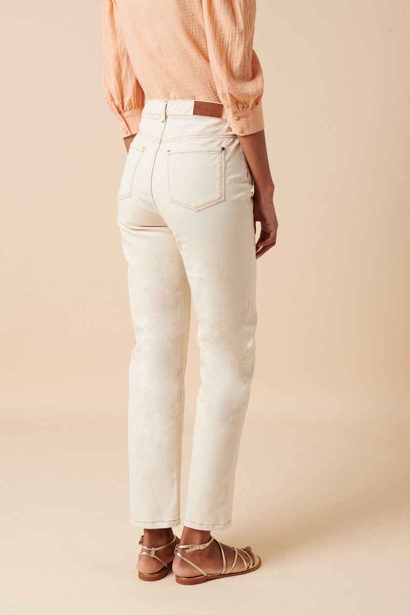 Organic Cotton Straight Jeans - Blanc