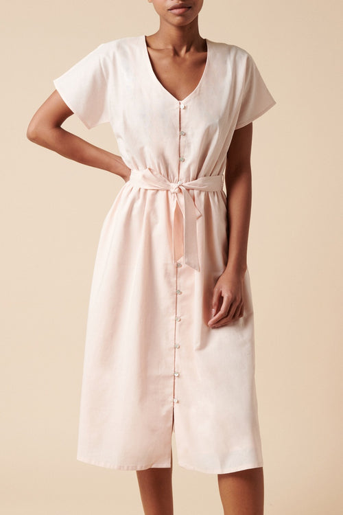 Linen Maxi Dress - Pink