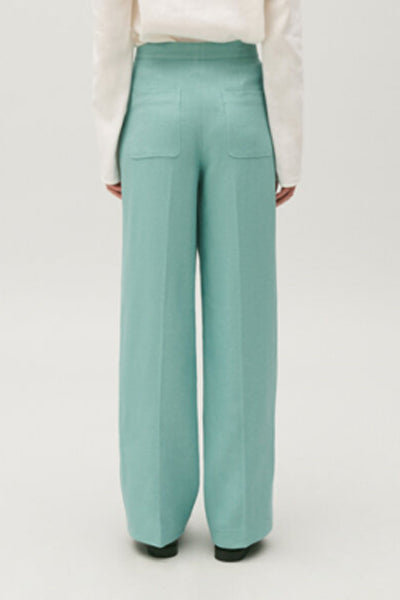 Claudie Pierlot - Pantalon Wide Legs En Lin - Vert D'Eau