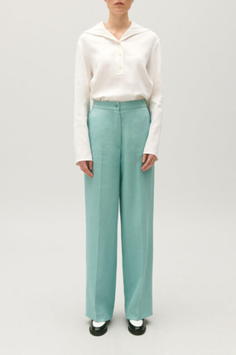 Claudie Pierlot - Pantalón ancho de lino - Verde agua