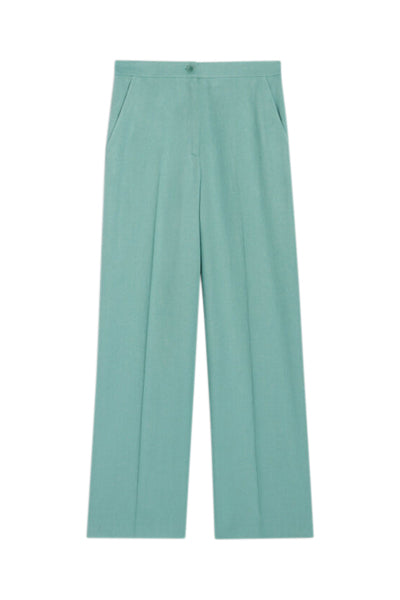 Claudie Pierlot - Pantalon Wide Legs En Lin - Vert D'Eau