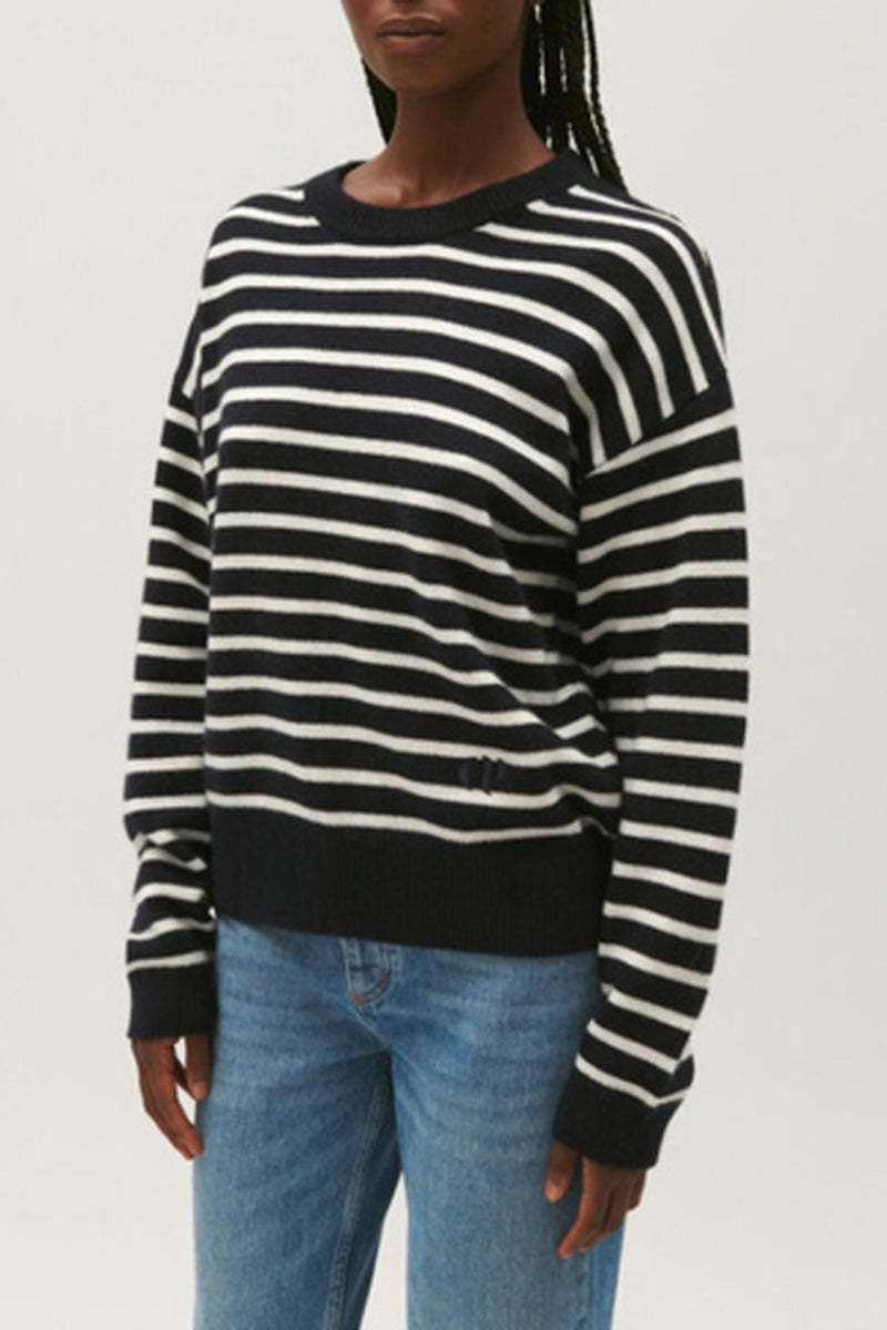 Claudie Pierlot - Cashmere Sweater - Bleu Marine Et Blanc