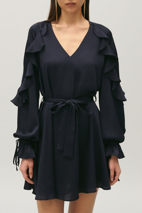 Claudie Pierlot - Robe Volantée - Bleu Marine