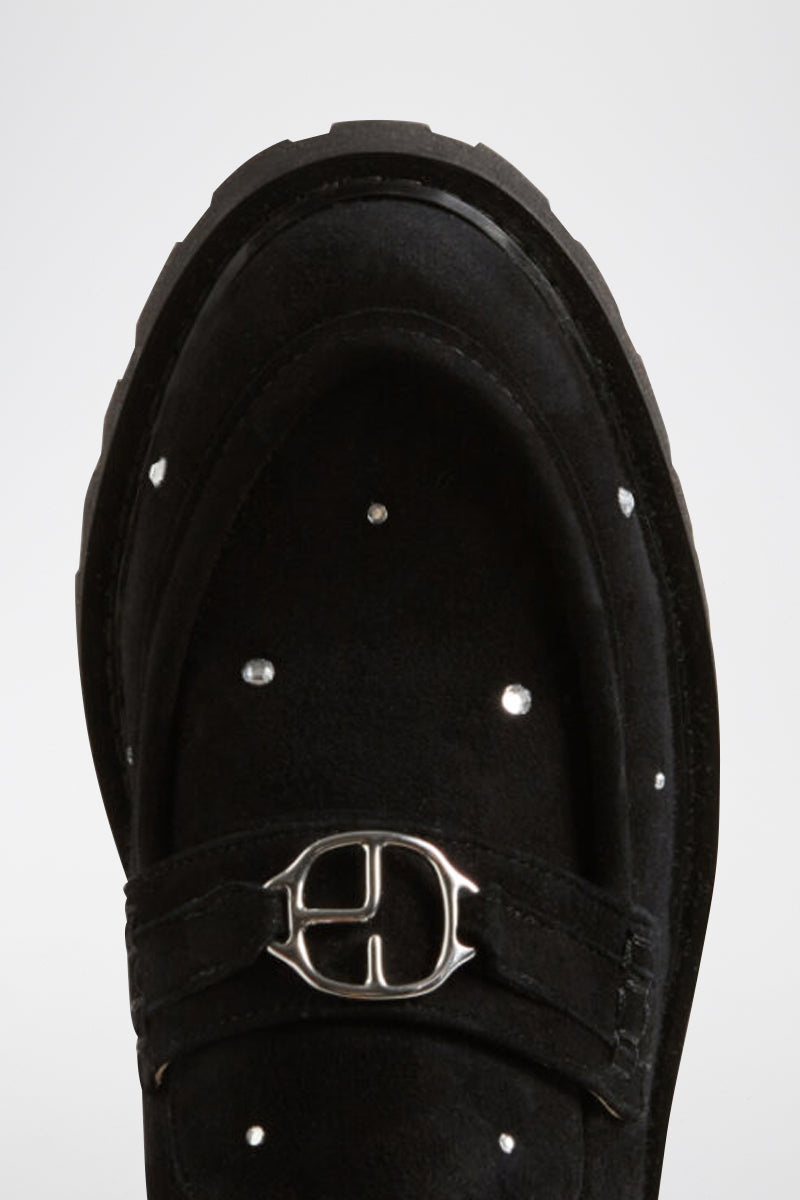 Closed Flat Shoes - Audechunky Strass - Black