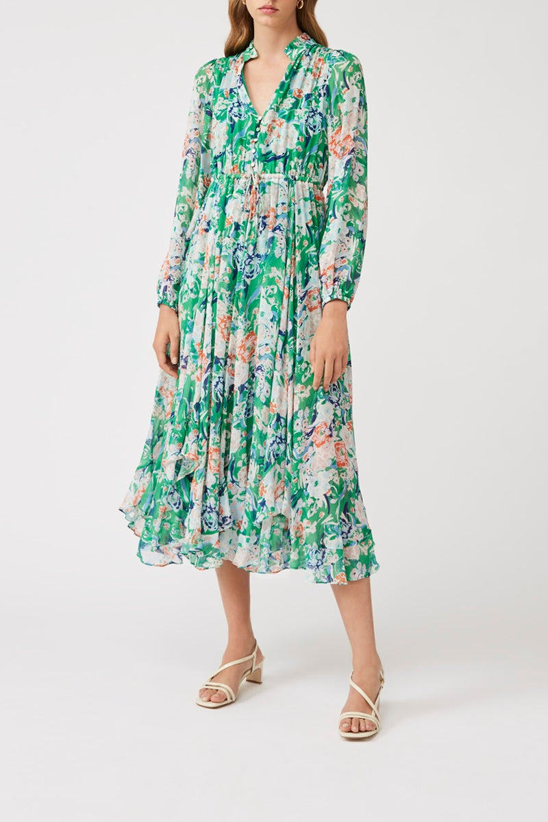 Vestido plisado Cleofe verde