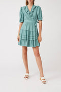 Cyrina Water Green Linen Wrap Dress