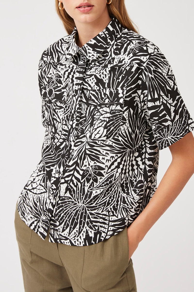 Luana Black Linen Blouse