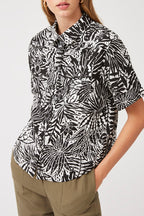 Luana Black Linen Blouse