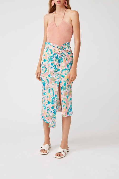 Fiji High Waisted Midi Skirt Pink
