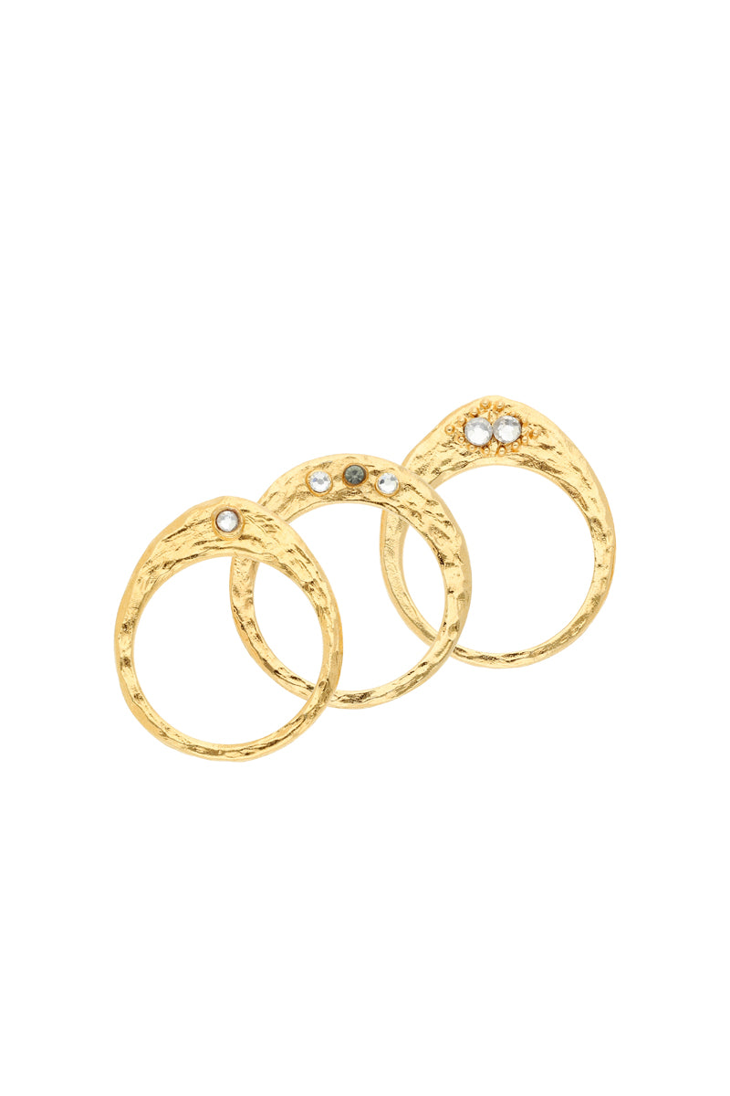 3 Rings Gilded Brass With Fine Yellow Gold