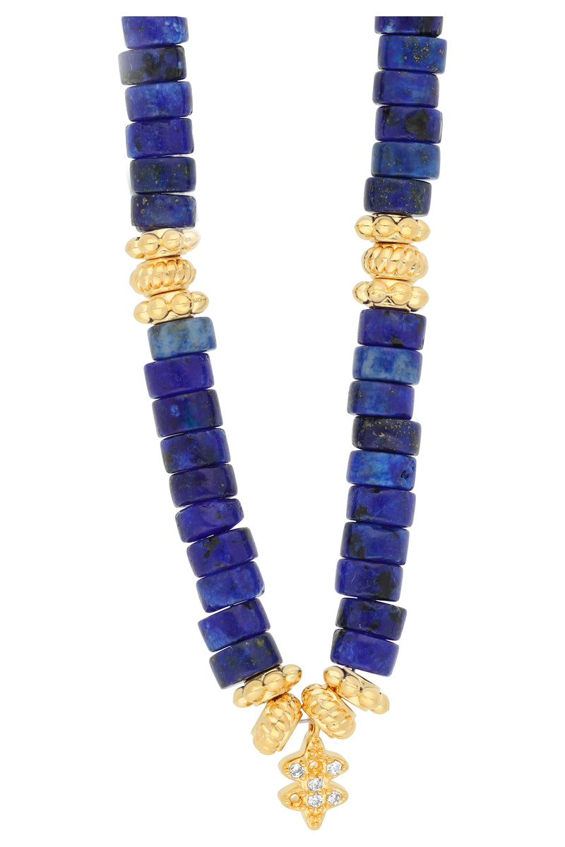 Necklace - Laiton Plaqué Or Jaune Et Lapis-Lazulis
