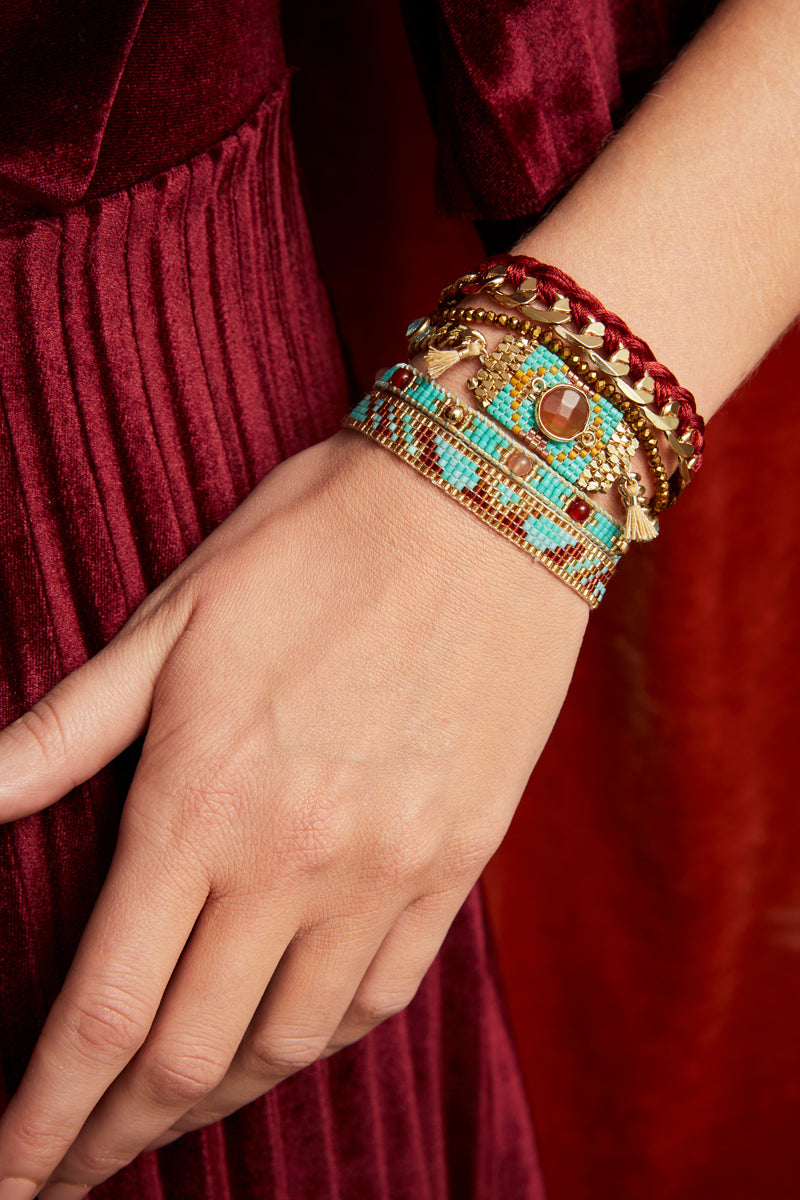 Gold and Turquoise Cuff